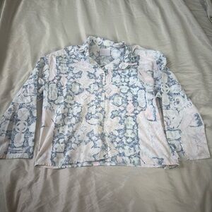 Vintage Landon West Acid Wash Long Sleeve Shirt Blue White Size Large